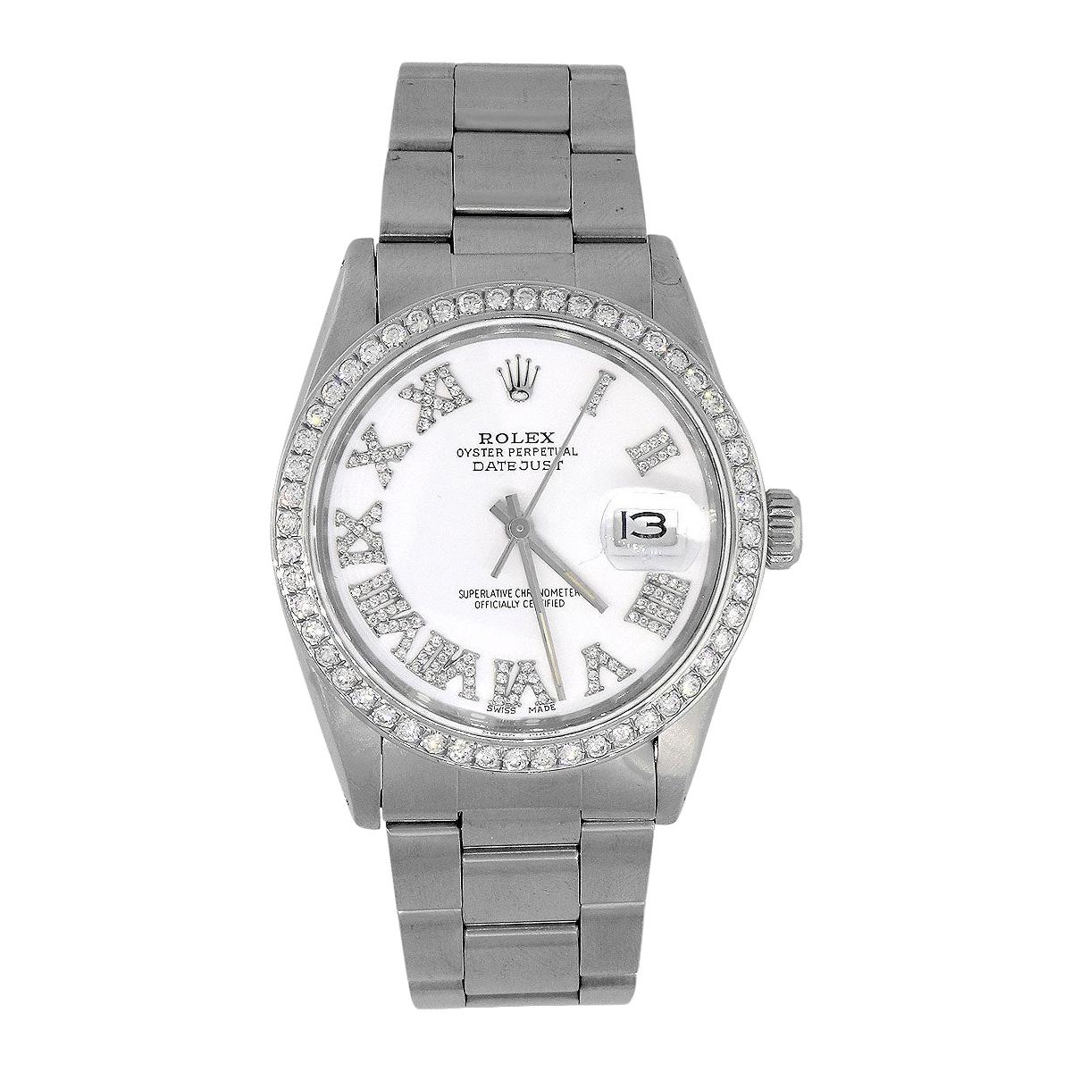 Rolex 16030 Datejust White Diamond Dial Watch