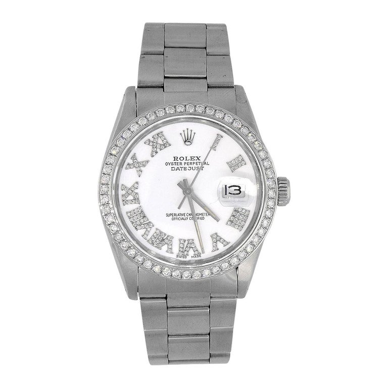 Rolex 16030 Datejust White Diamond Dial Watch at 1stDibs