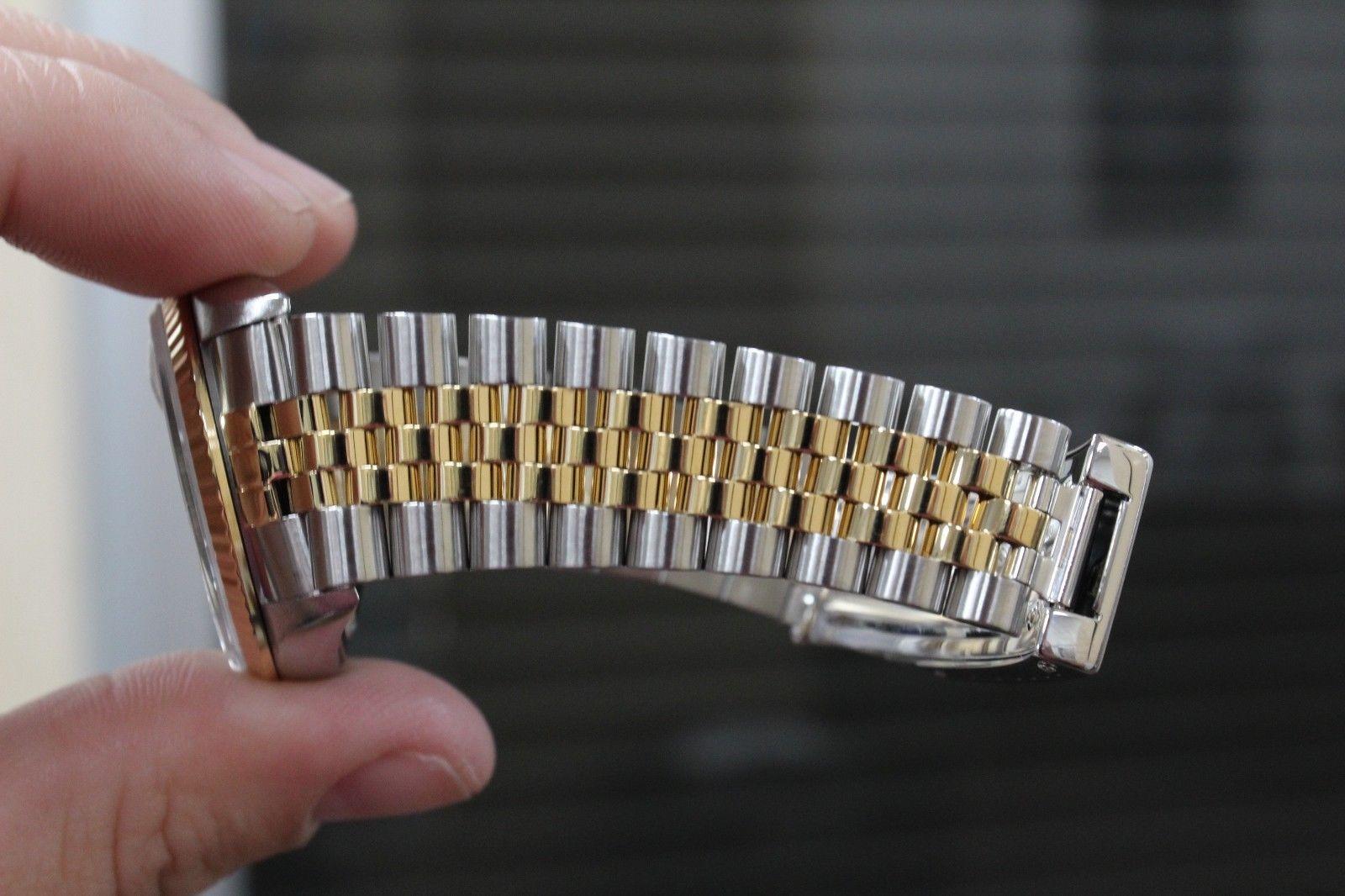 Rolex 16233 Datejust 18 Karat Gold and Steel Champagne Dial Tight Band No Holes 1