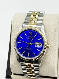 Rolex 16233 Datejust 36 mm Quadrante blu Oro giallo 18 carati Acciaio inossidabile