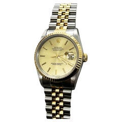 Rolex 16233 Datejust 36mm Champagner-Zifferblatt 18K Gelbgold Edelstahl Edelstahl-Kastenpapier