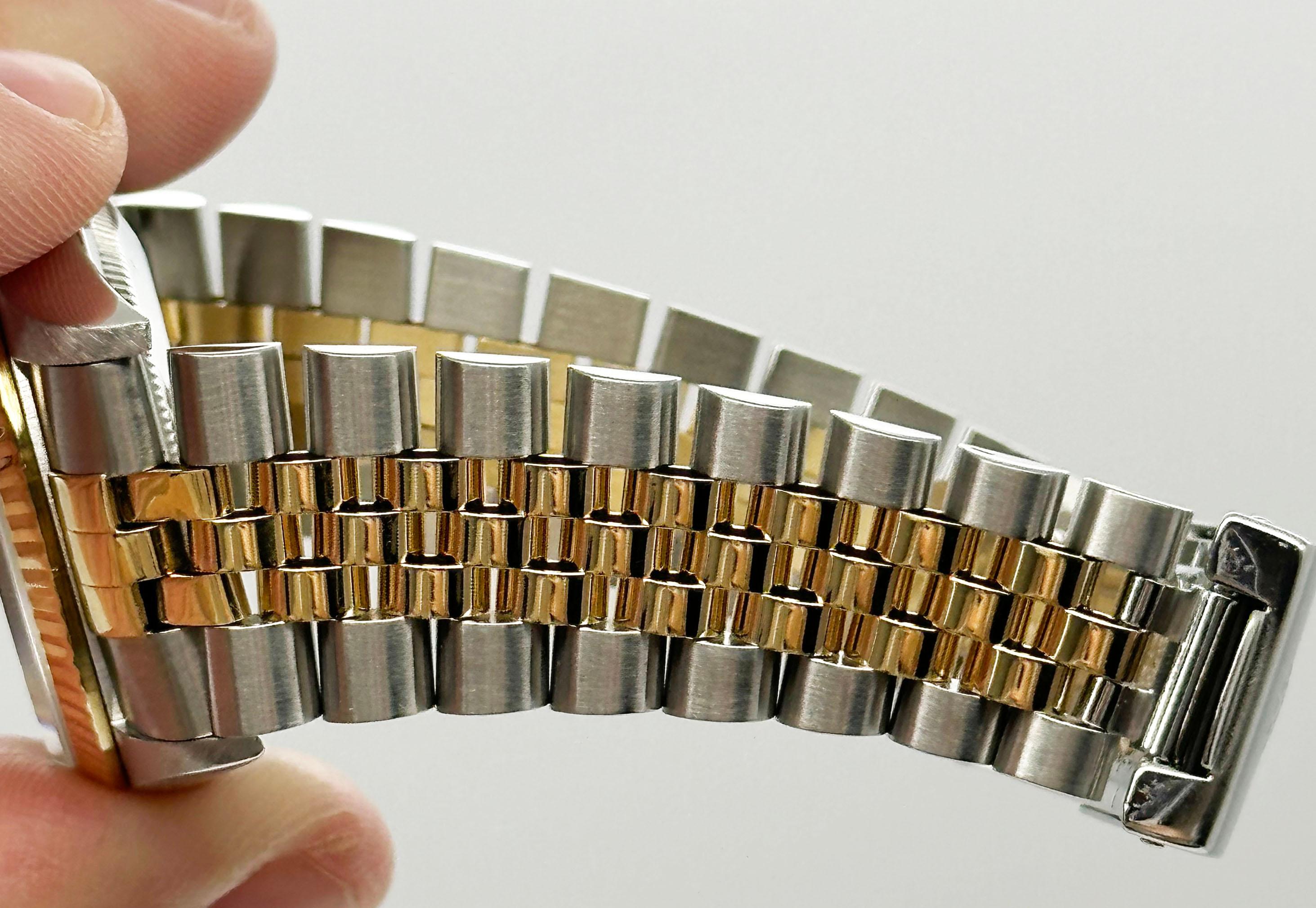Rolex 16233 Montre Datejust 36 mm avec cadran champagne en or jaune 18 carats et acier inoxydable 2