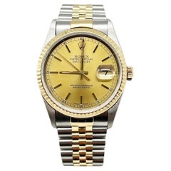 Rolex 16233 Datejust 36mm Champagne Dial 18K Yellow Gold Stainless Steel