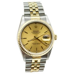 Rolex 16233 Montre Datejust 36 mm avec cadran champagne en or jaune 18 carats et acier inoxydable