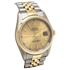 Rolex 16233 Datejust Esfera Champán Oro Amarillo 18K Caja Acero Inoxidable Papel