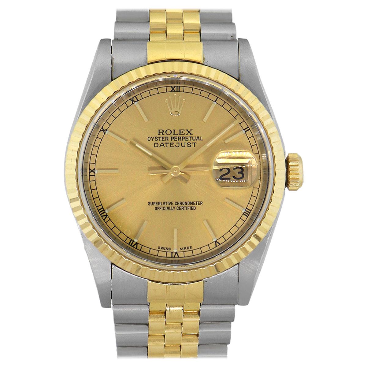 Rolex 16233 Datejust Champagne Dial Watch