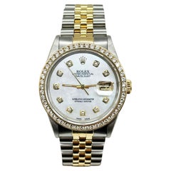 Rolex 16233 Datejust Mother of Pearl Diamond Dial 18K Yellow Gold Stainless