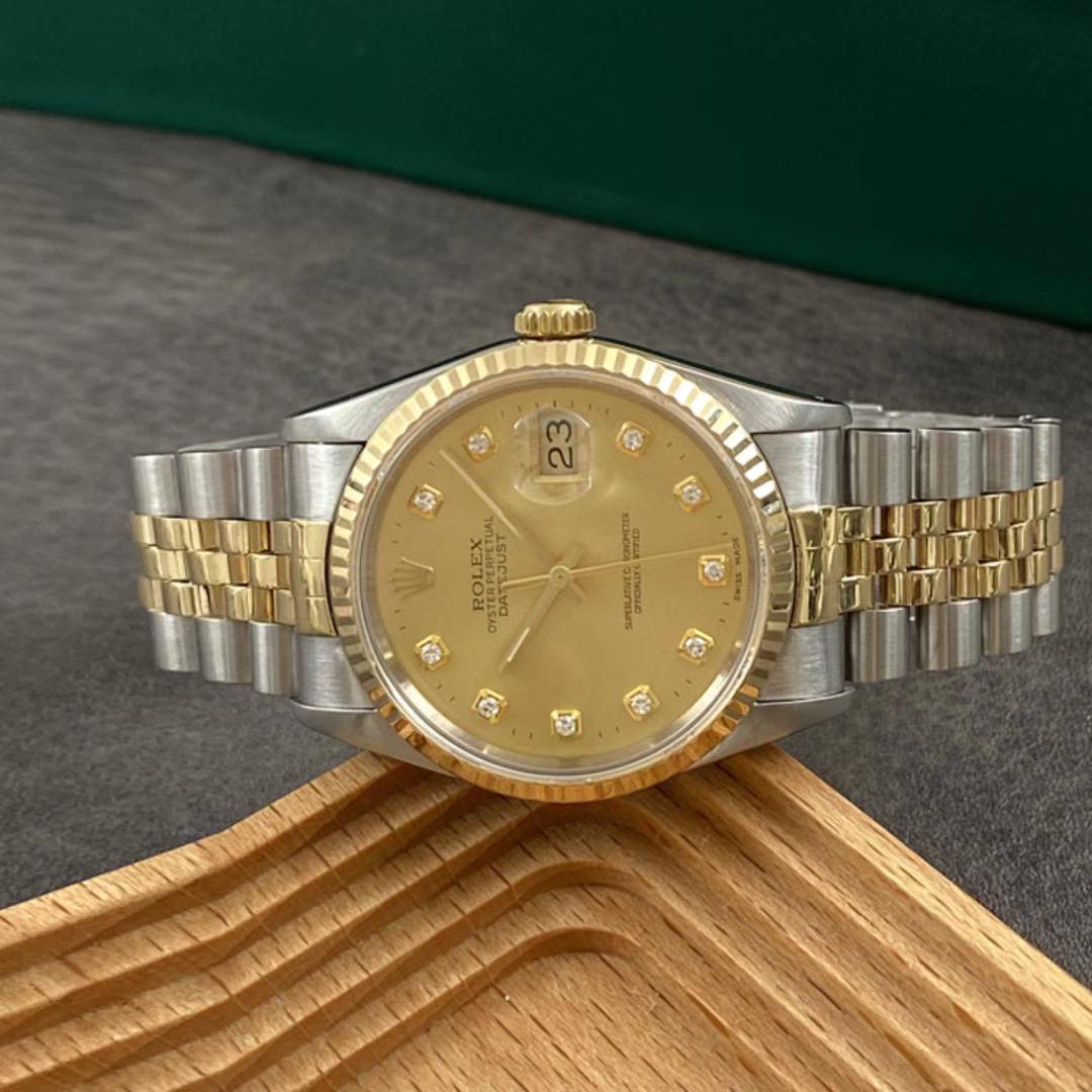 Brilliant Cut Rolex 16233 Datejust S238568 18k Gold and Steel Automatic Watch