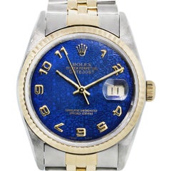 Rolex 16233 Datejust zwei Ton blau Zifferblatt Jubilee Uhr