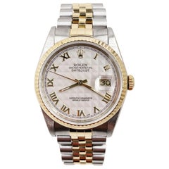 Rolex 16233 White Pyramid Dial 18 Karat Yellow Gold Stainless Steel with Box