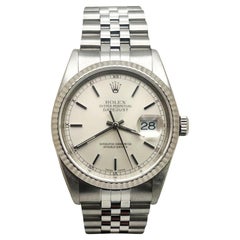 Rolex 16234 Datejust Silver Dial Stainless Steel Box Paper