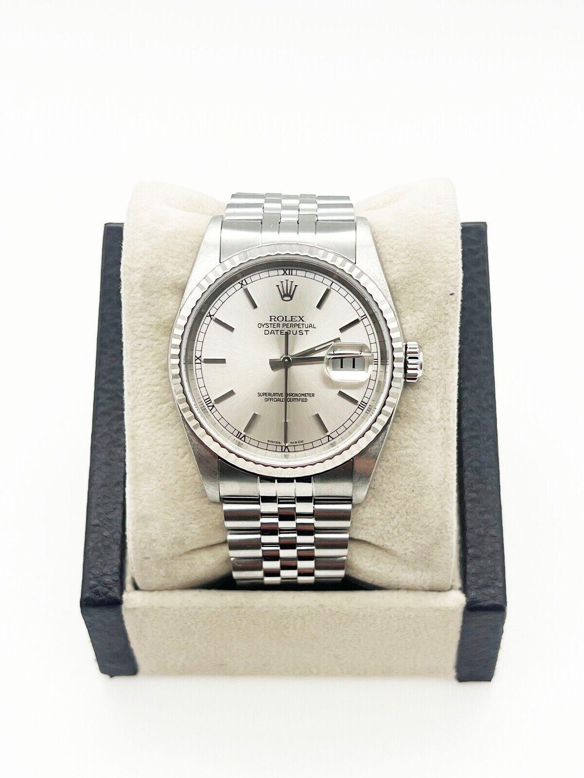 Women's or Men's Rolex 16234 Datejust Silver Dial Stainless Steel Jubilee Band