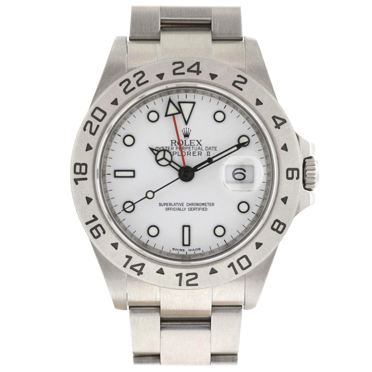 Rolex 16570 Explorer II 3186 Movement Bezel Engraved Automatic Watch