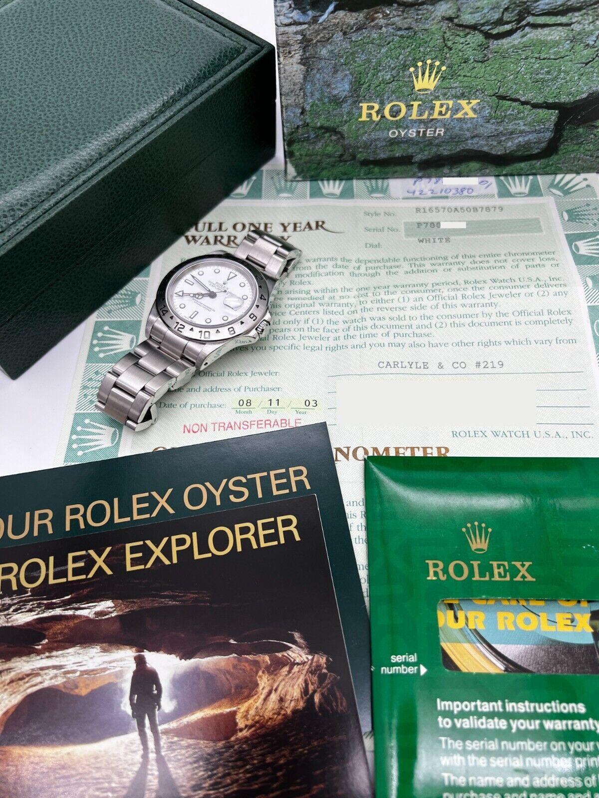 Rolex 16570 Explorer II White Stainless Steel 2003 Box Paper For Sale 9