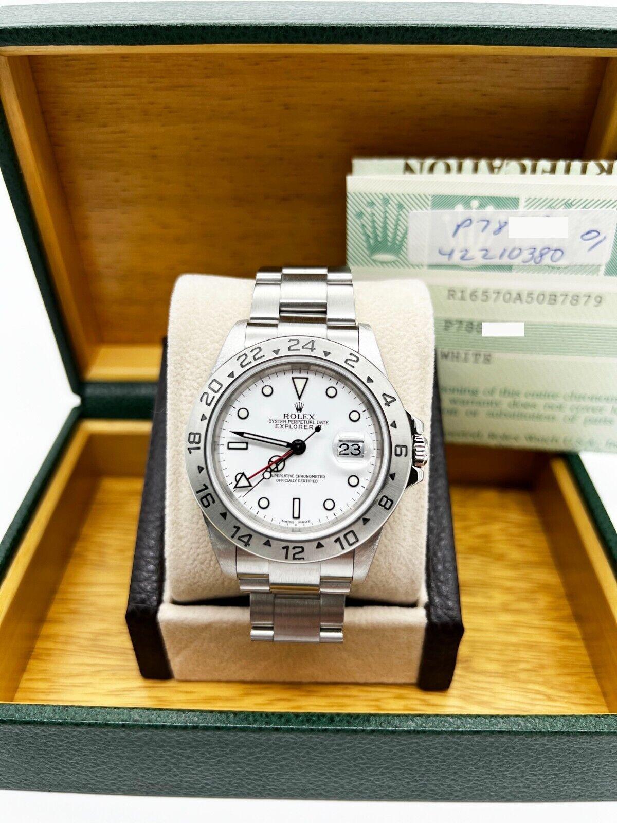 Rolex 16570 Explorer II White Stainless Steel 2003 Box Paper For Sale 3