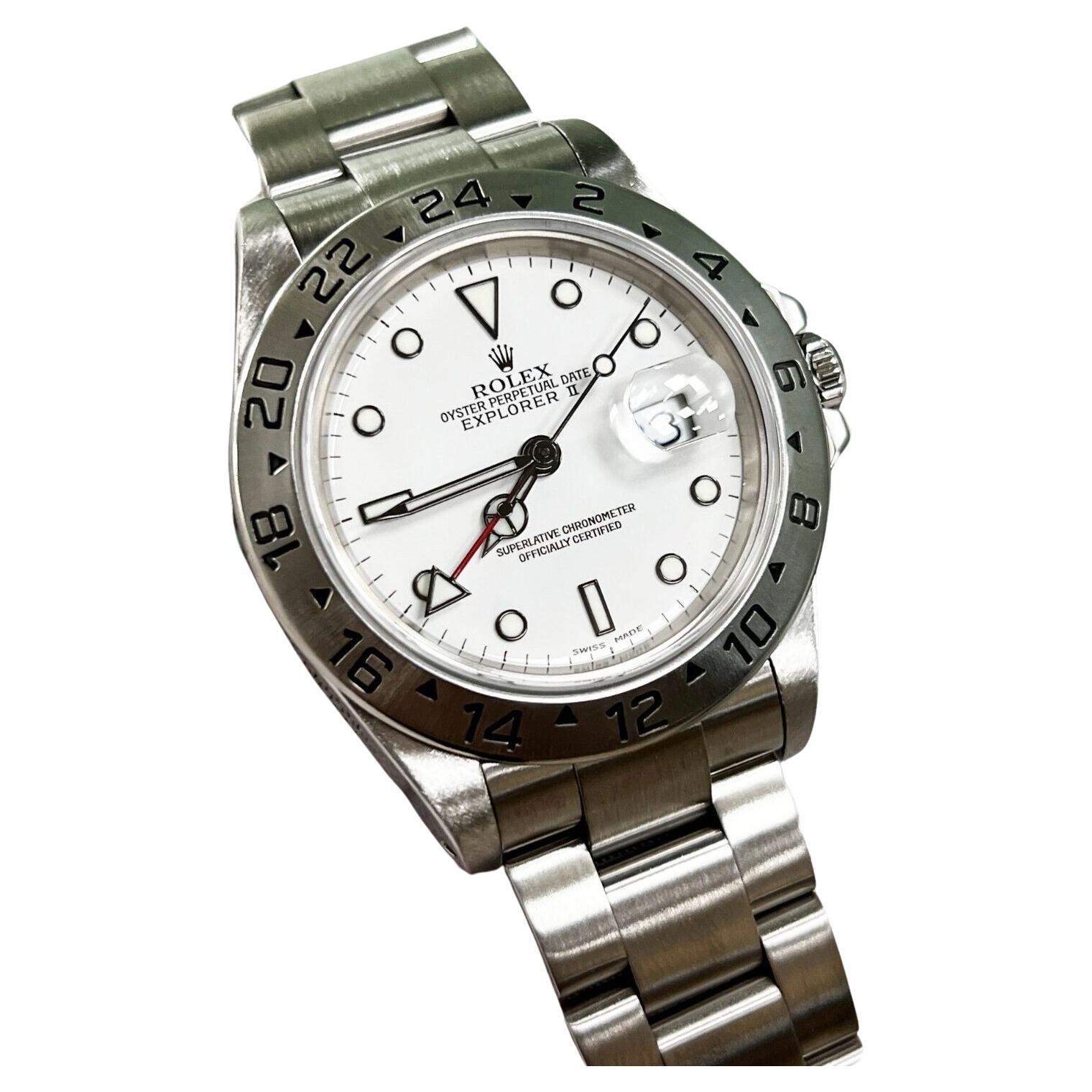 Rolex 16570 Explorer II White Stainless Steel 2003 Box Paper For Sale