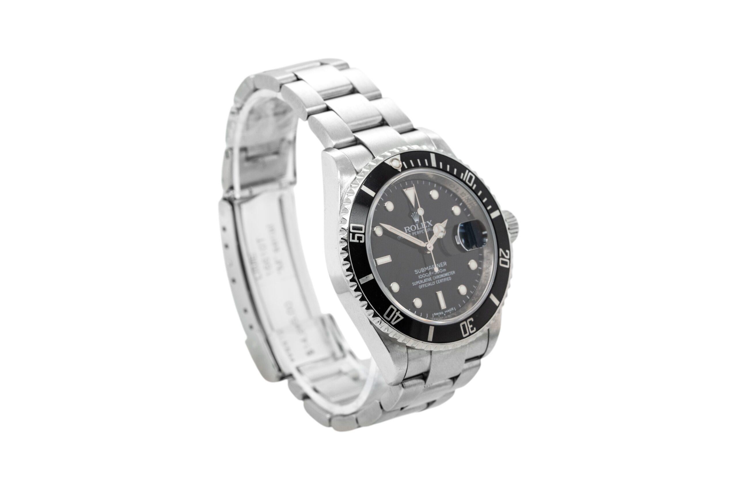 Rolex 16610 Submariner Black Dial and Black Bezel Watch For Sale 7