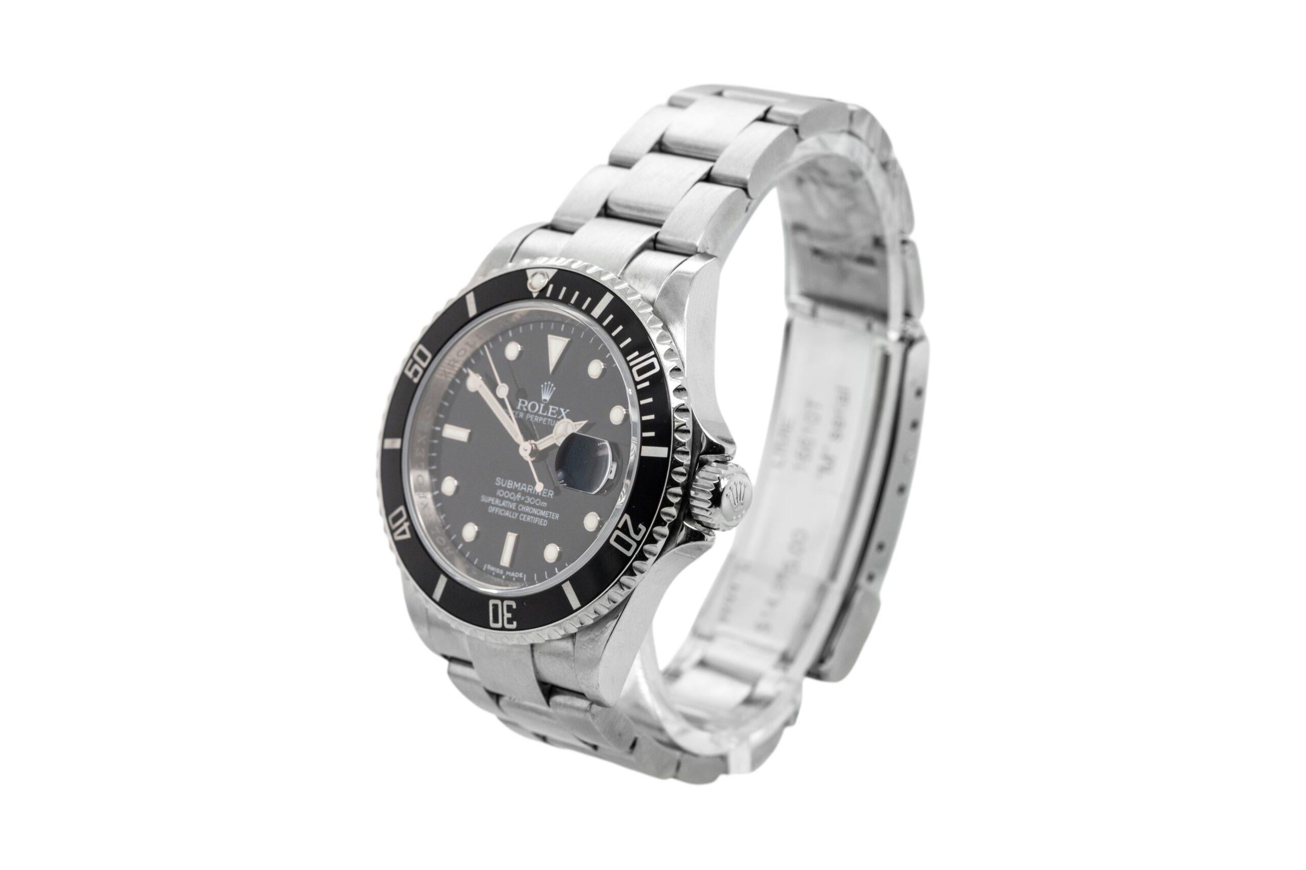Rolex 16610 Submariner Black Dial and Black Bezel Watch For Sale 9