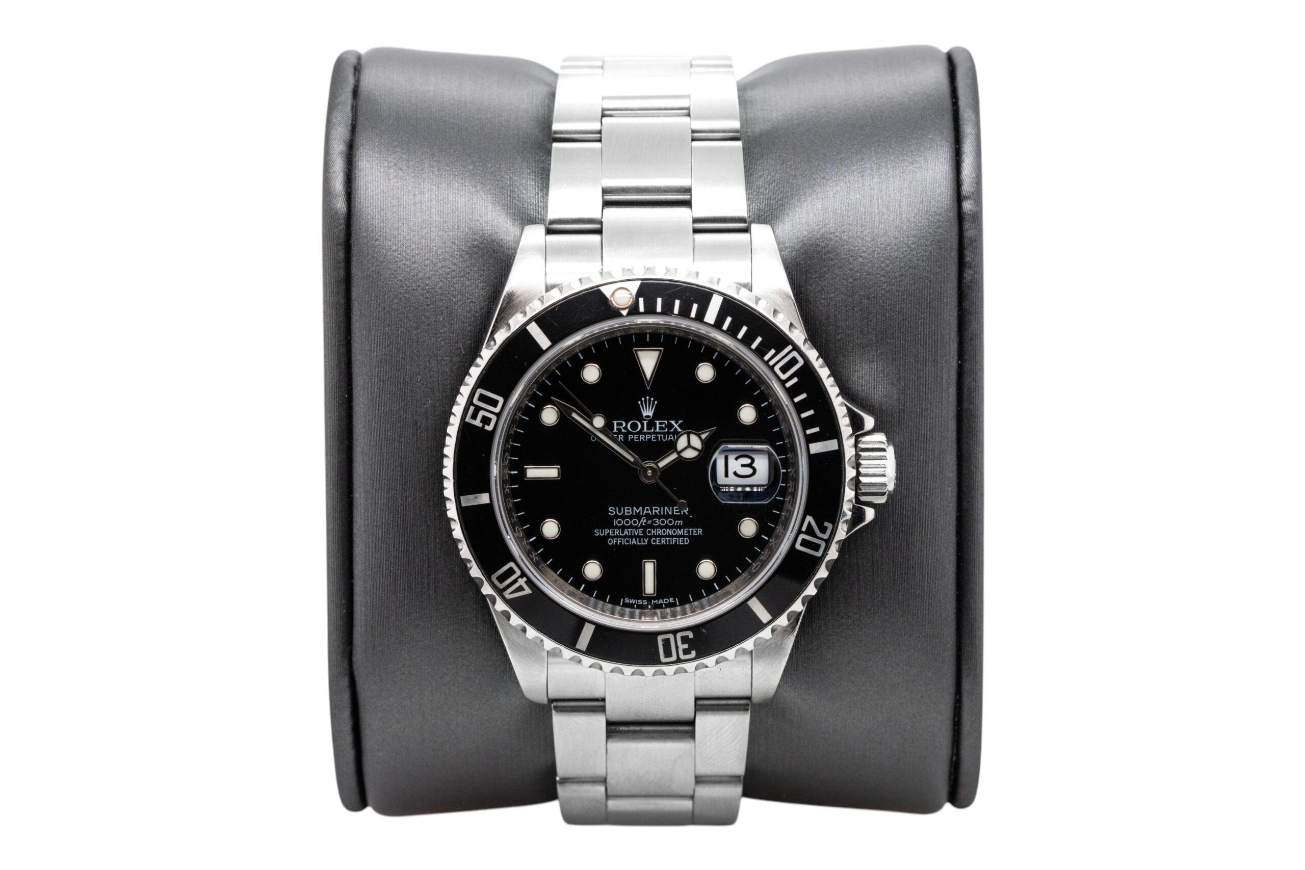 Rolex 16610 Submariner Black Dial and Black Bezel Watch For Sale 11