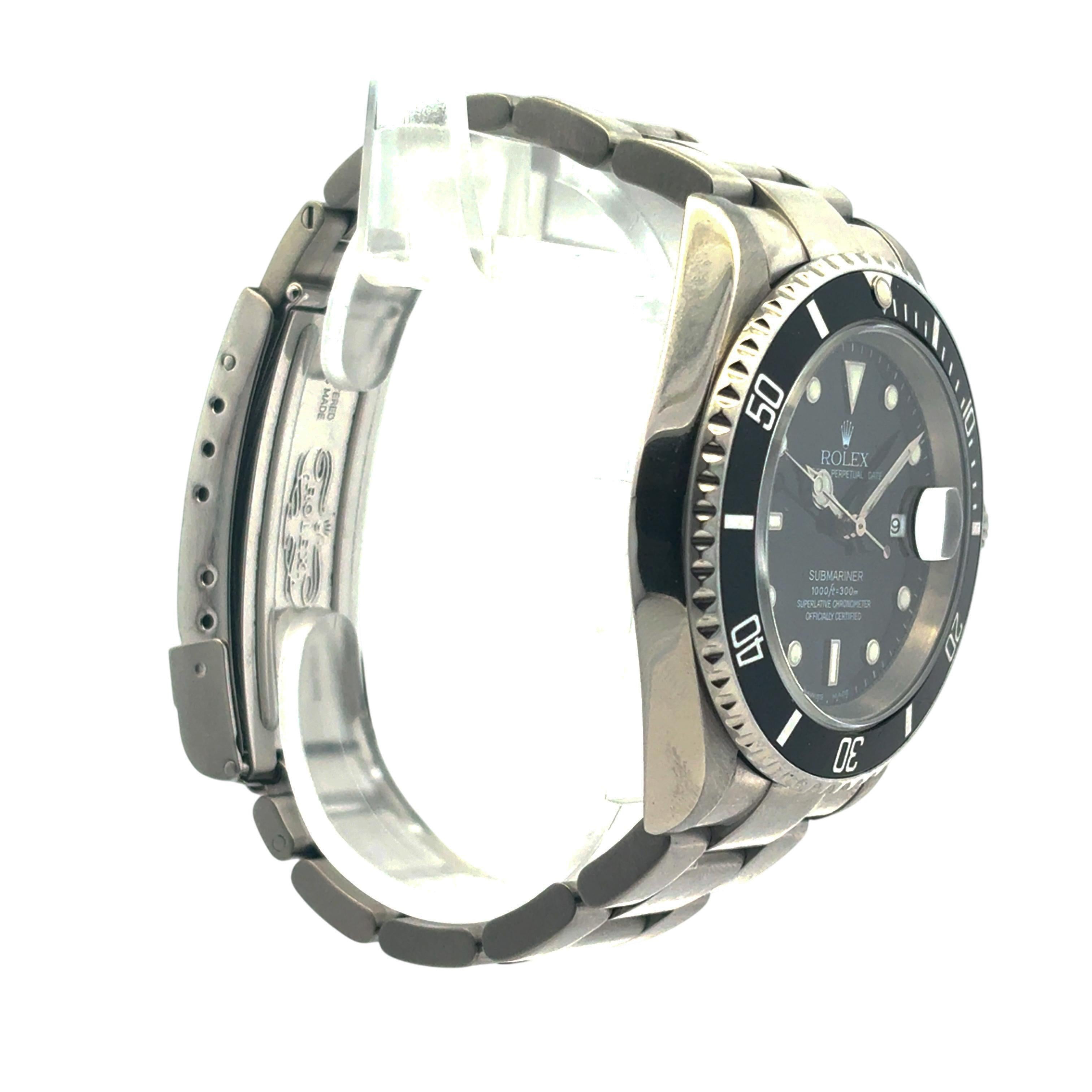 Rolex 16610 Submariner Black Dial and Black Bezel Watch For Sale 1
