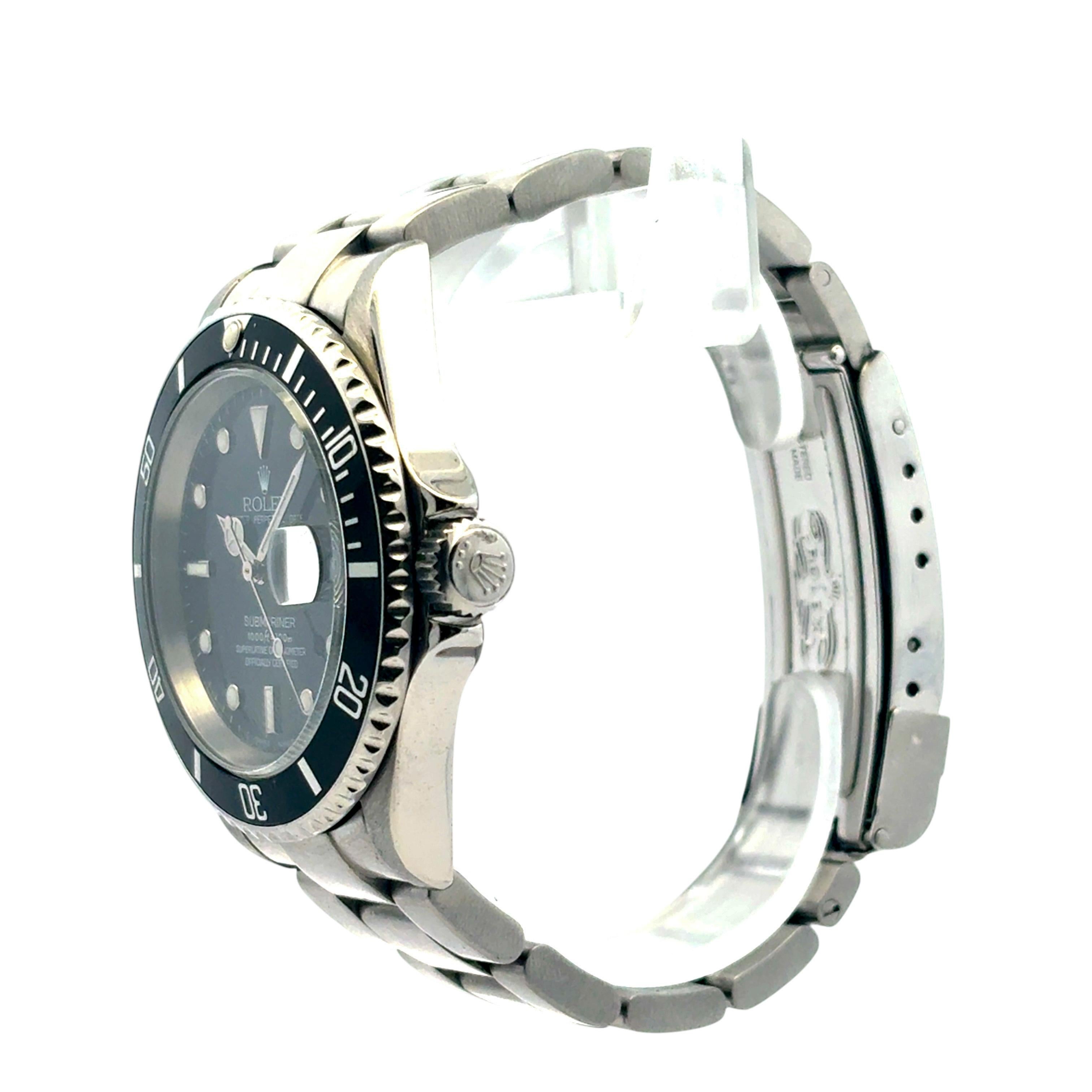 Rolex 16610 Submariner Black Dial and Black Bezel Watch For Sale 2