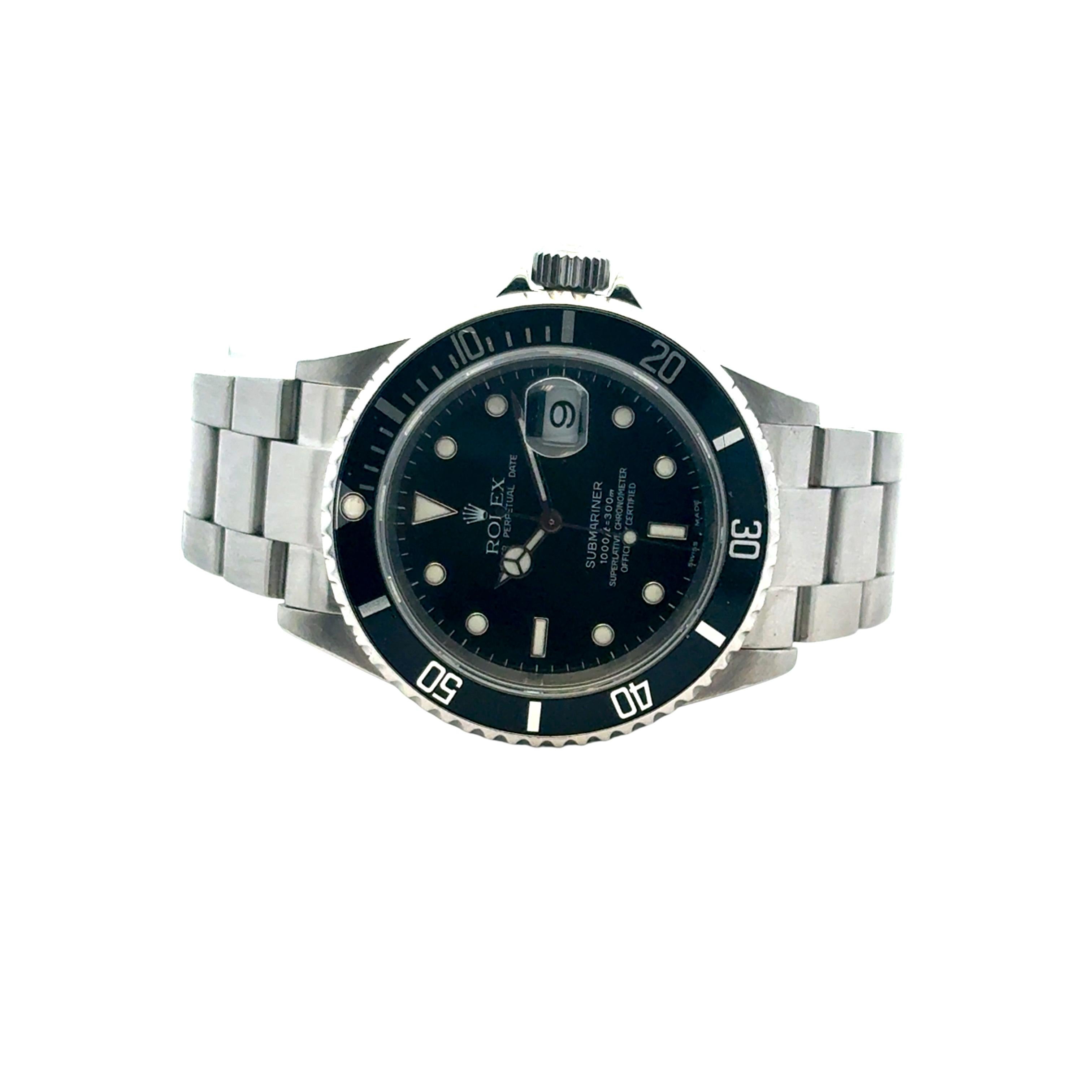 Rolex 16610 Submariner Black Dial and Black Bezel Watch For Sale 3