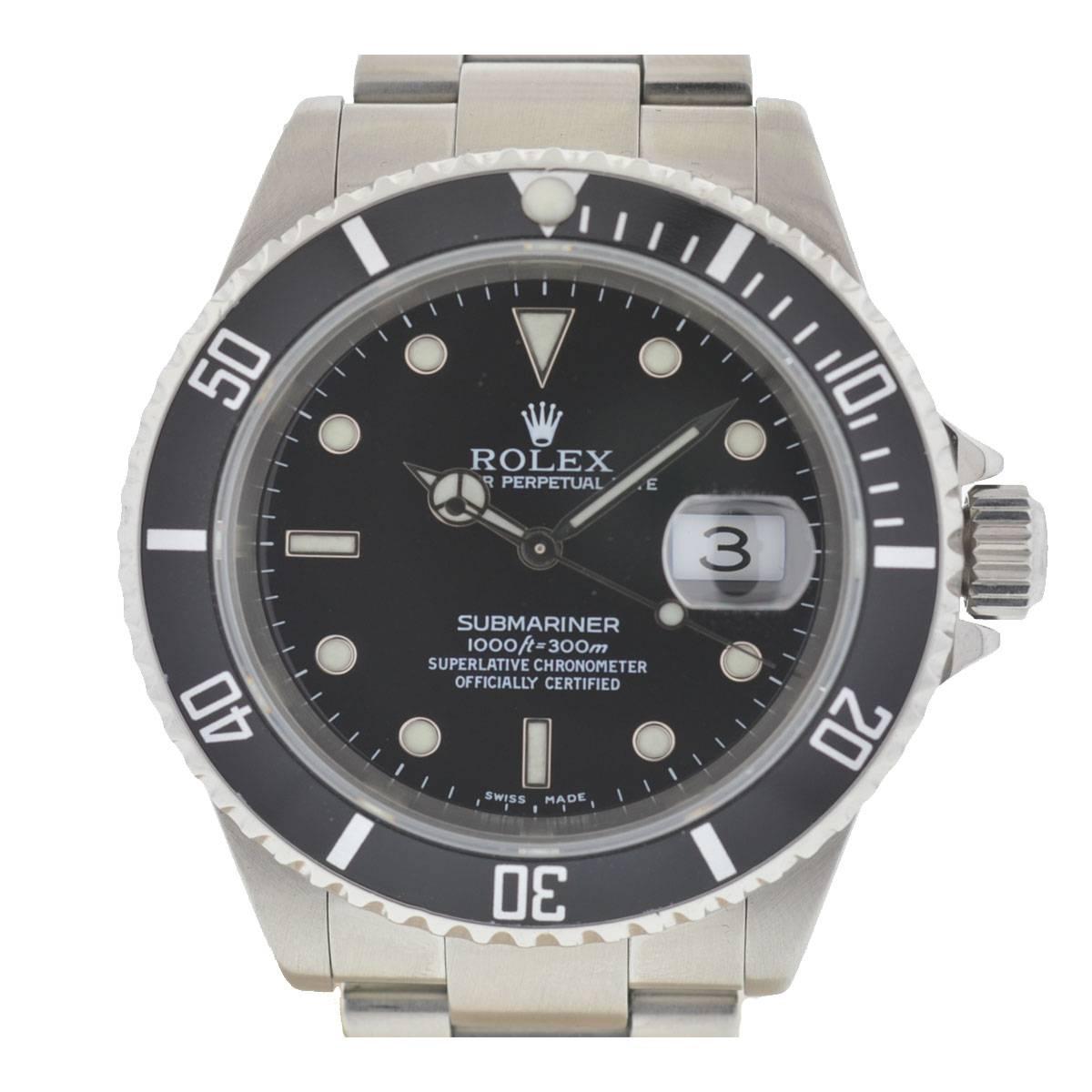Company-Rolex
Model-Rolex 16610 Submariner
Case Metal-Stainless Steel
Case Measurement-40mm
Bracelet-Stainless Steel - Fits up to a 6.75
