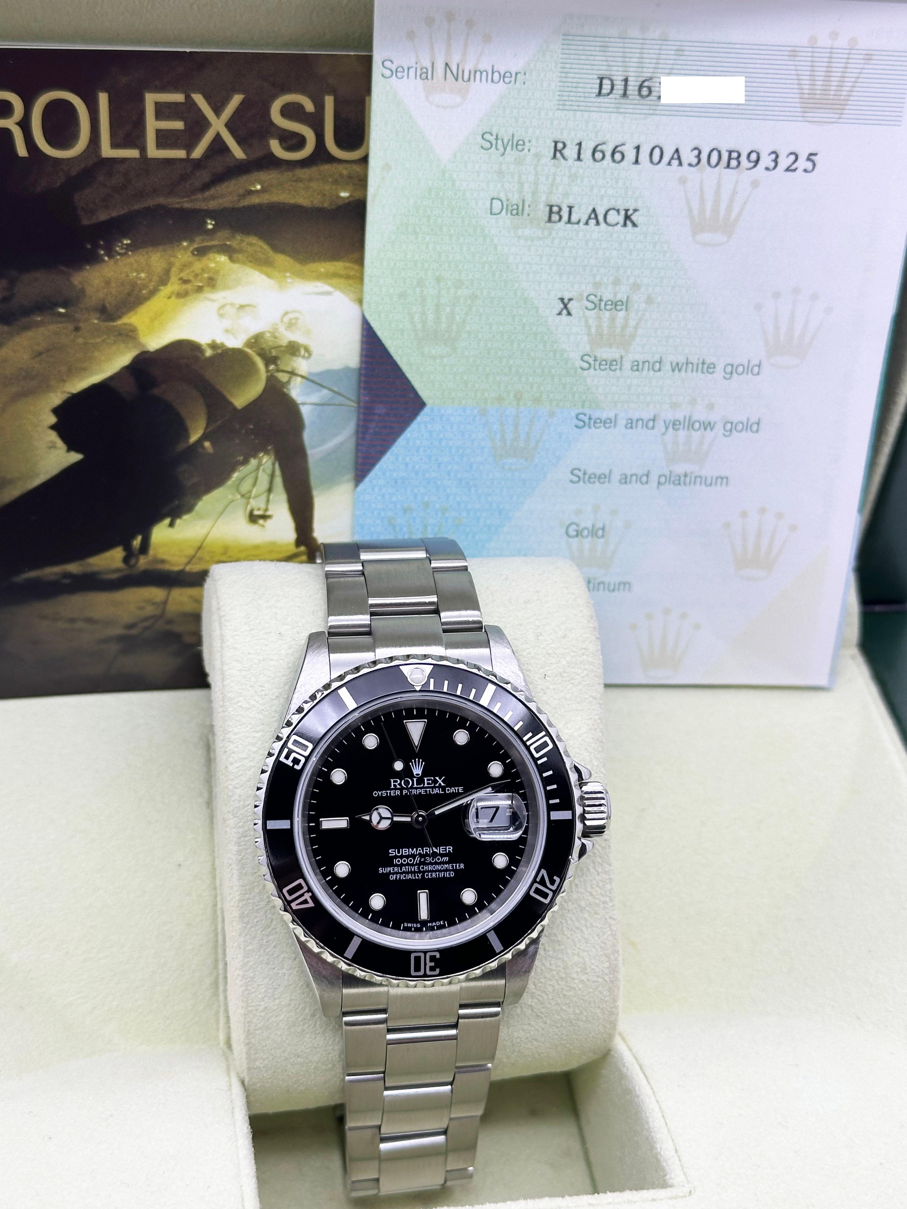 Rolex 16610 Submariner Date Quadrante Nero Acciaio Inox 2005 Carta Scatola In condizioni ottime a San Diego, CA