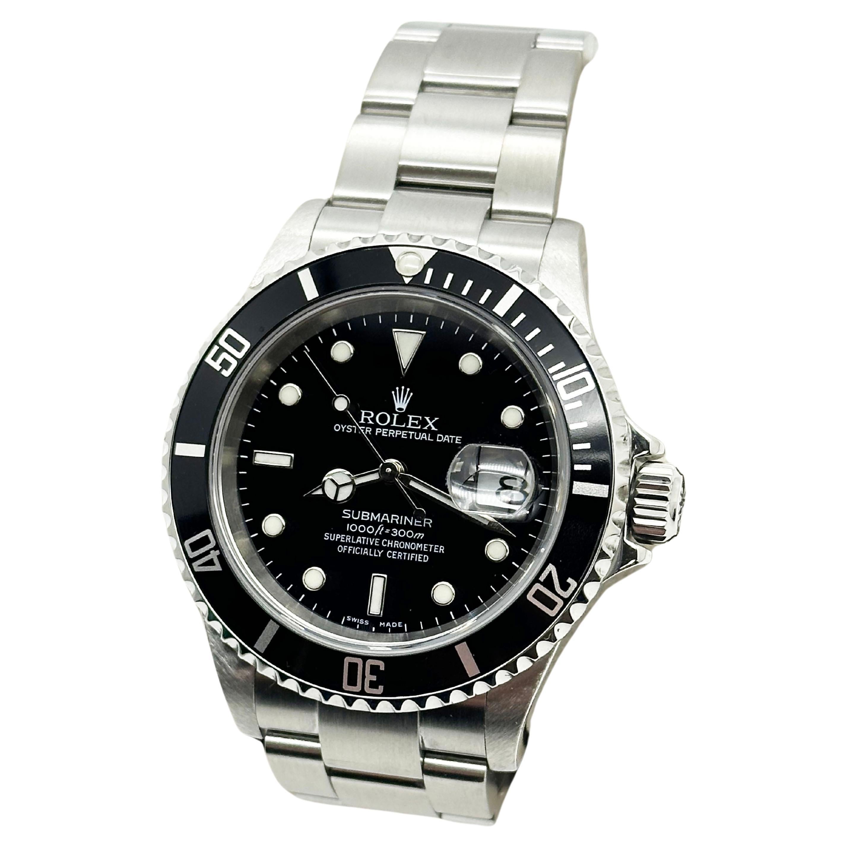 Rolex 16610 Submariner Date Black Dial Stainless Steel 2005 Box Paper