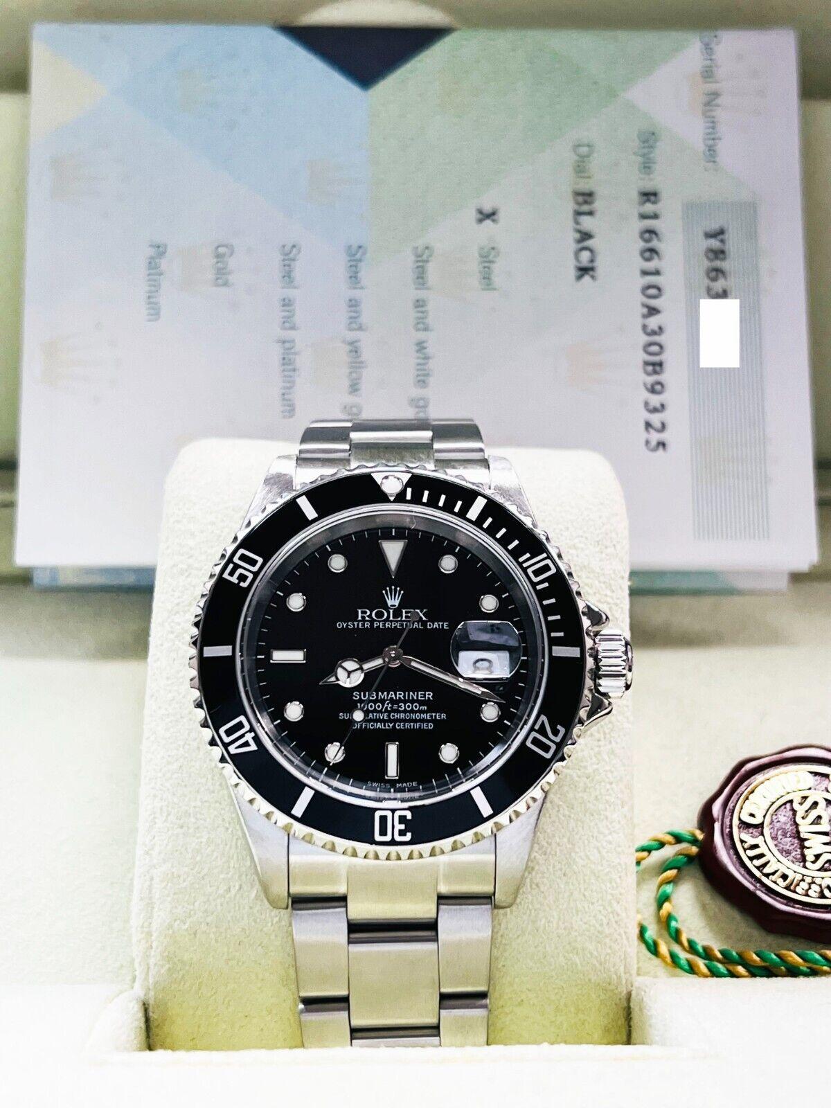 Rolex 16610 Submariner Date Black Stainless 2003 Box Papers For Sale 1