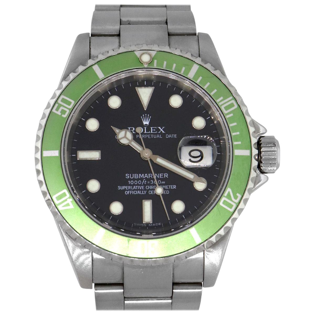 Rolex 16610 Submariner Kermit Black Dial Green "Ghost" Bezel Watch
