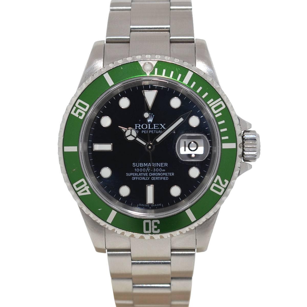Rolex Stainless Steel Kermit Submariner Automatic Wristwatch Ref 16610LV