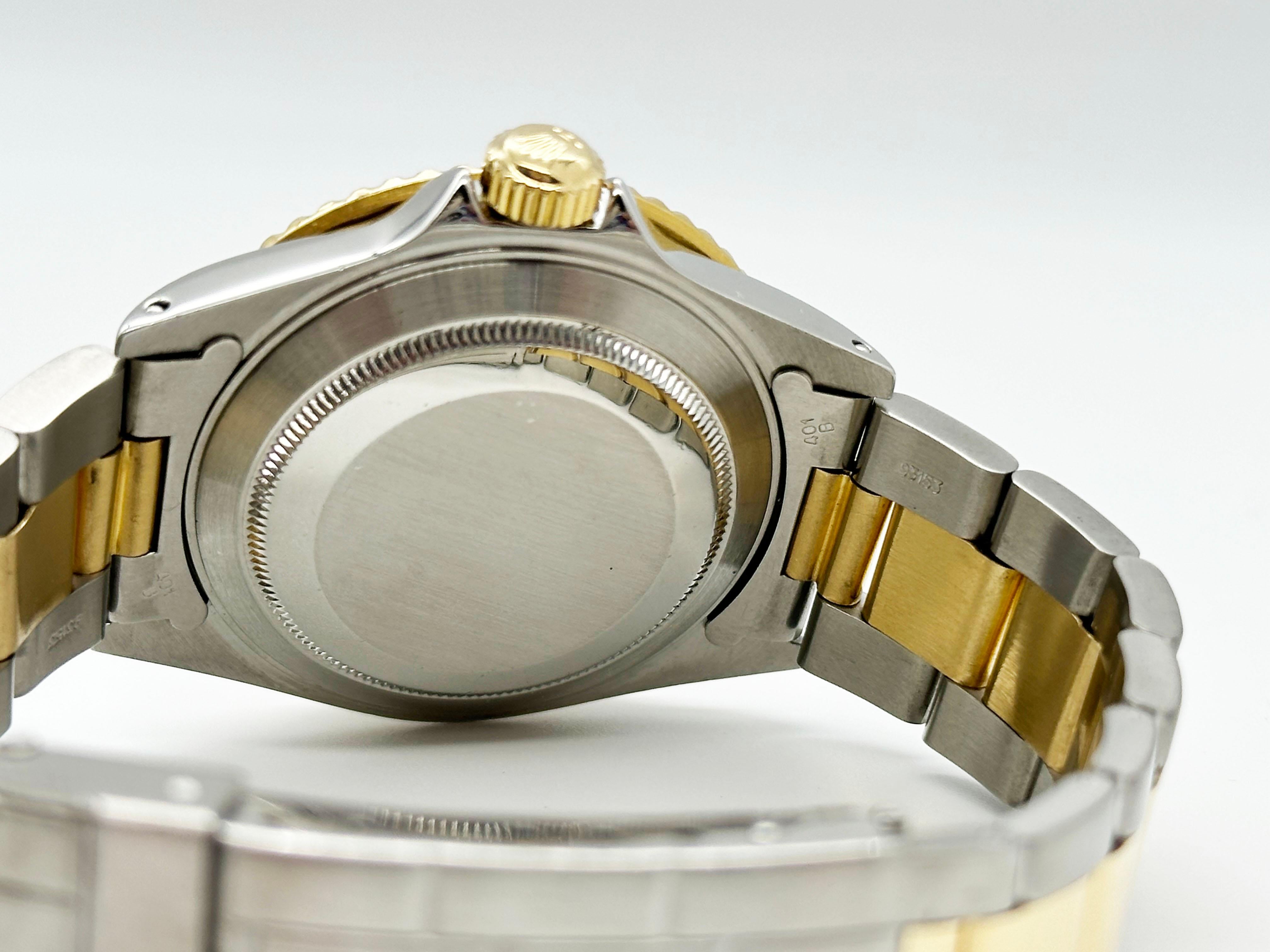 Rolex 16613 Schwarzer Submariner Champagner Serti Rubin Diamant Zifferblatt 18K Gold & Stahl 2