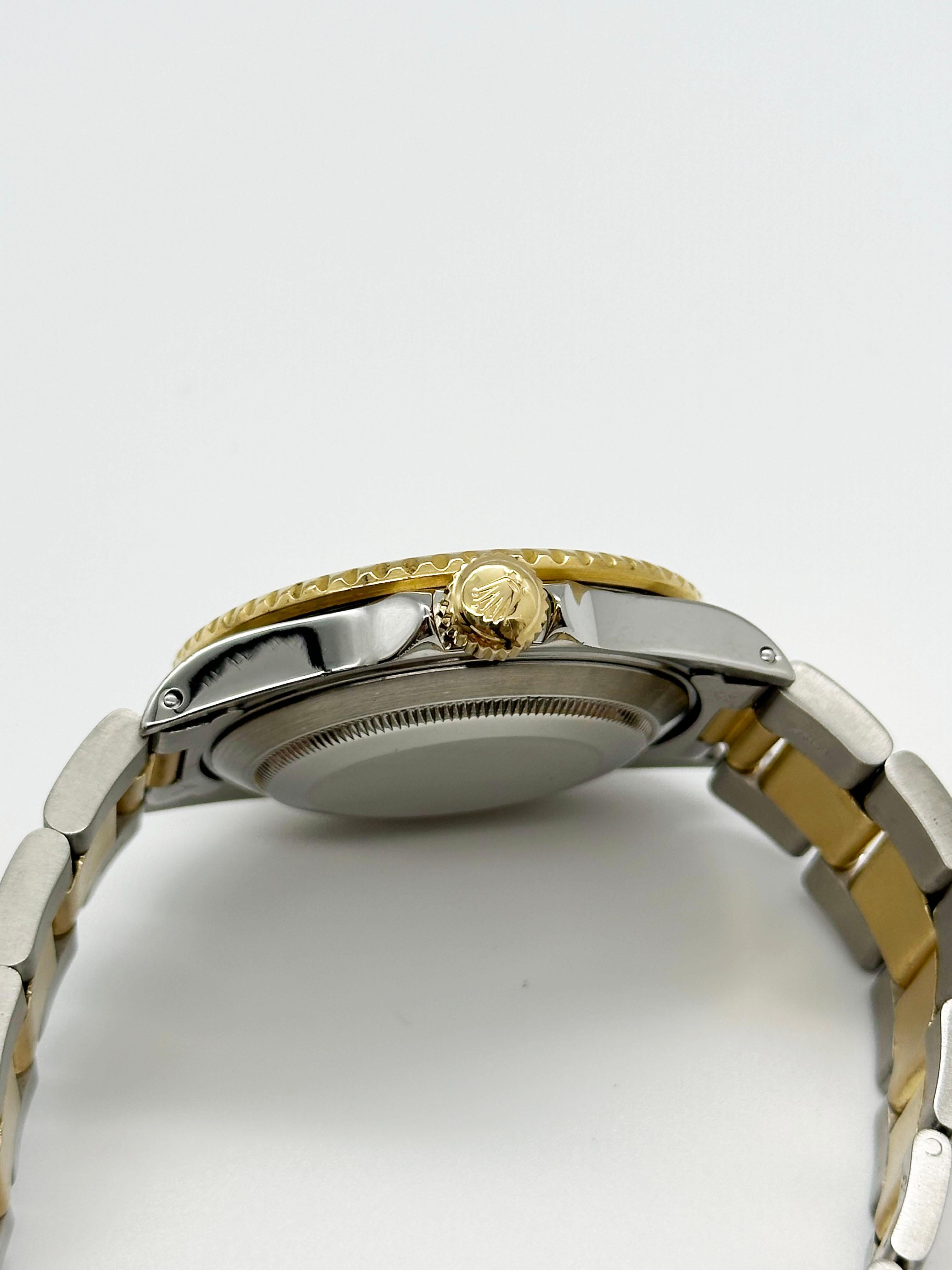 Rolex 16613 Schwarzer Submariner Champagner Serti Rubin Diamant Zifferblatt 18K Gold & Stahl 3