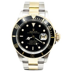 Used Rolex 16613 Submariner Black Dial 18K Yellow Gold Stainless Steel