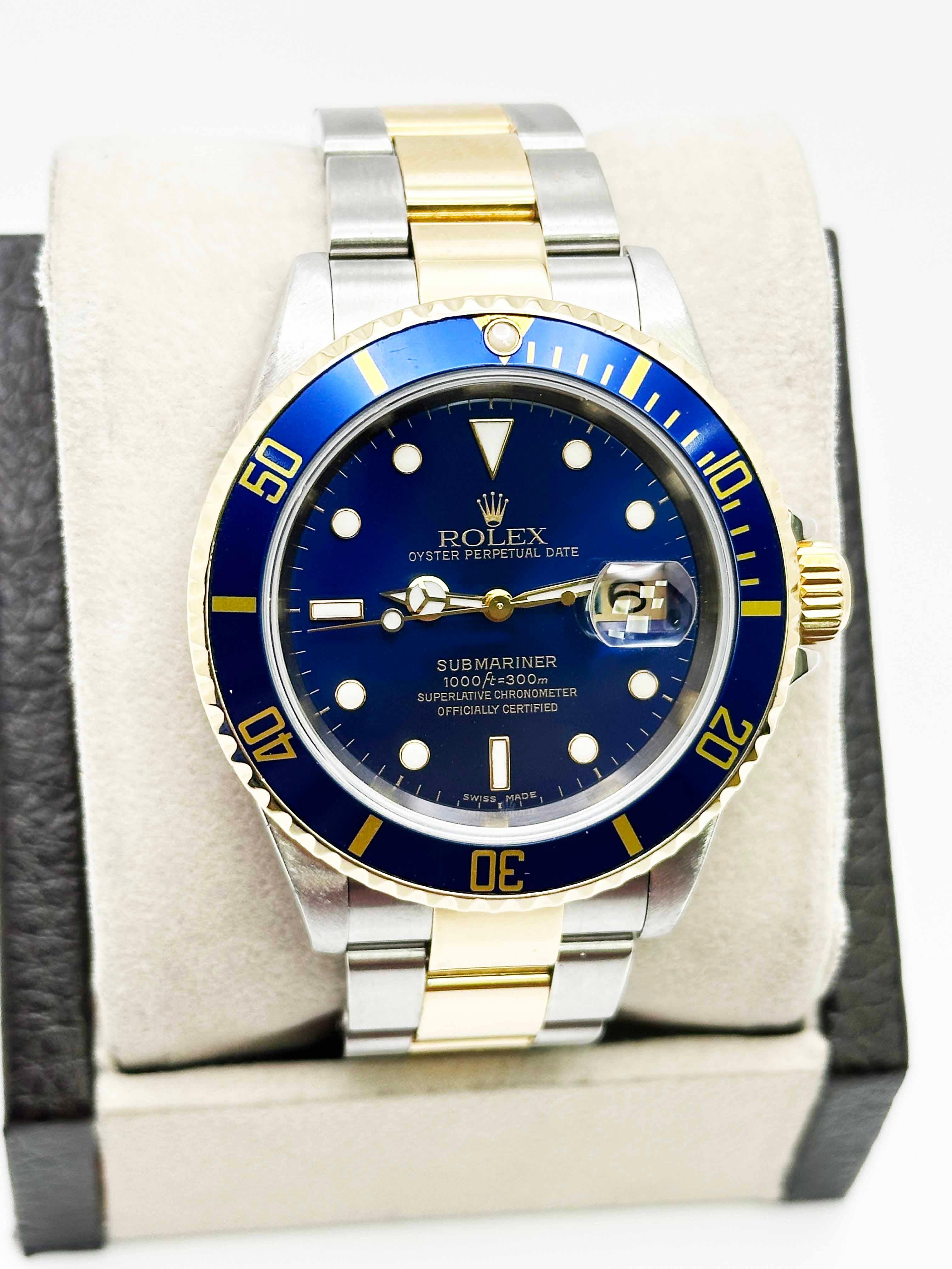 Rolex 16613 Submariner Blaues Zifferblatt 18K Gelbgold Edelstahl 2002 2