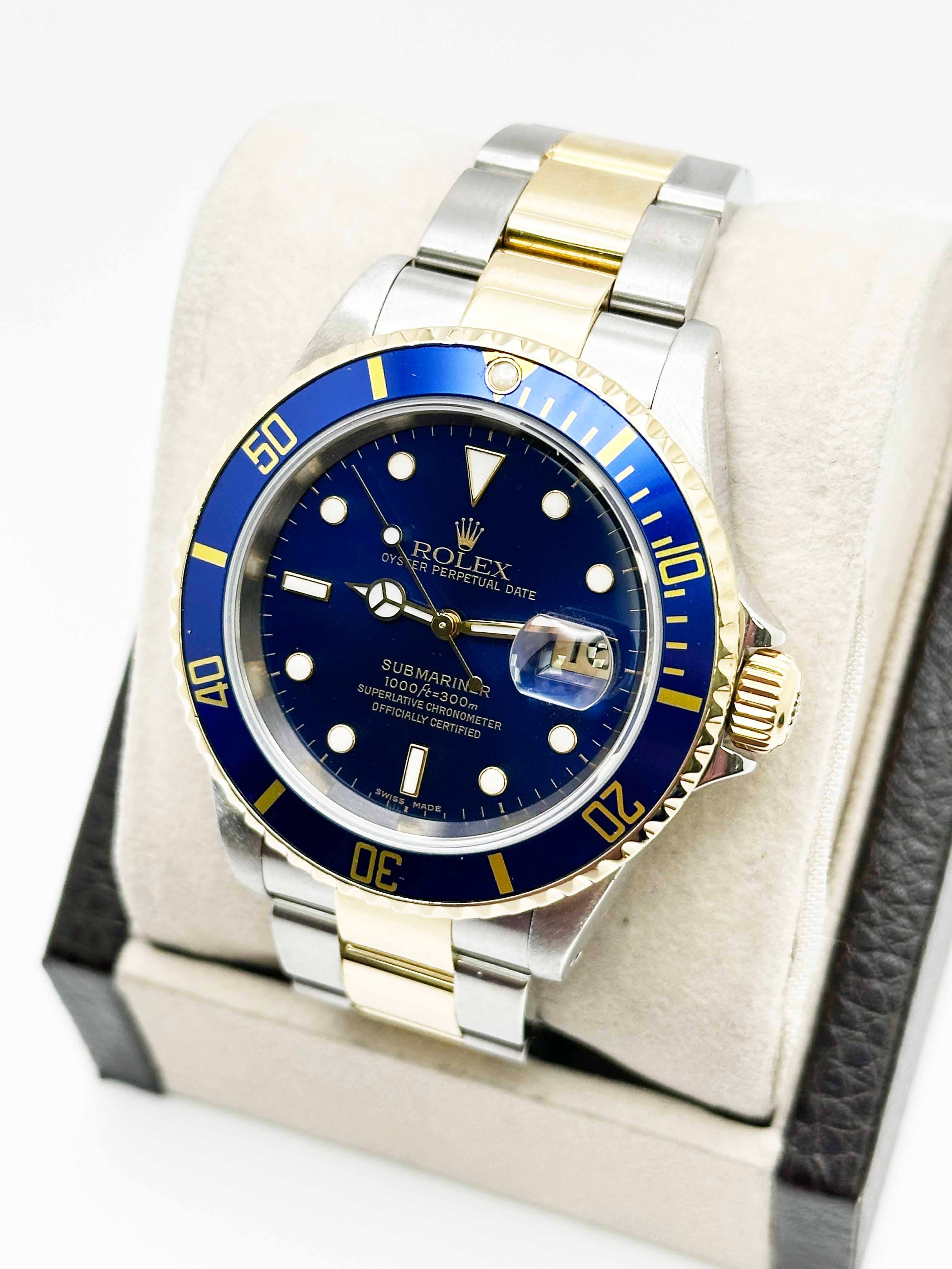Rolex 16613 Submariner Blaues Zifferblatt 18K Gelbgold Edelstahl 2002 3