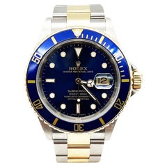Rolex 16613 Submariner bleu cadran en or jaune 18 carats et acier inoxydable 2005