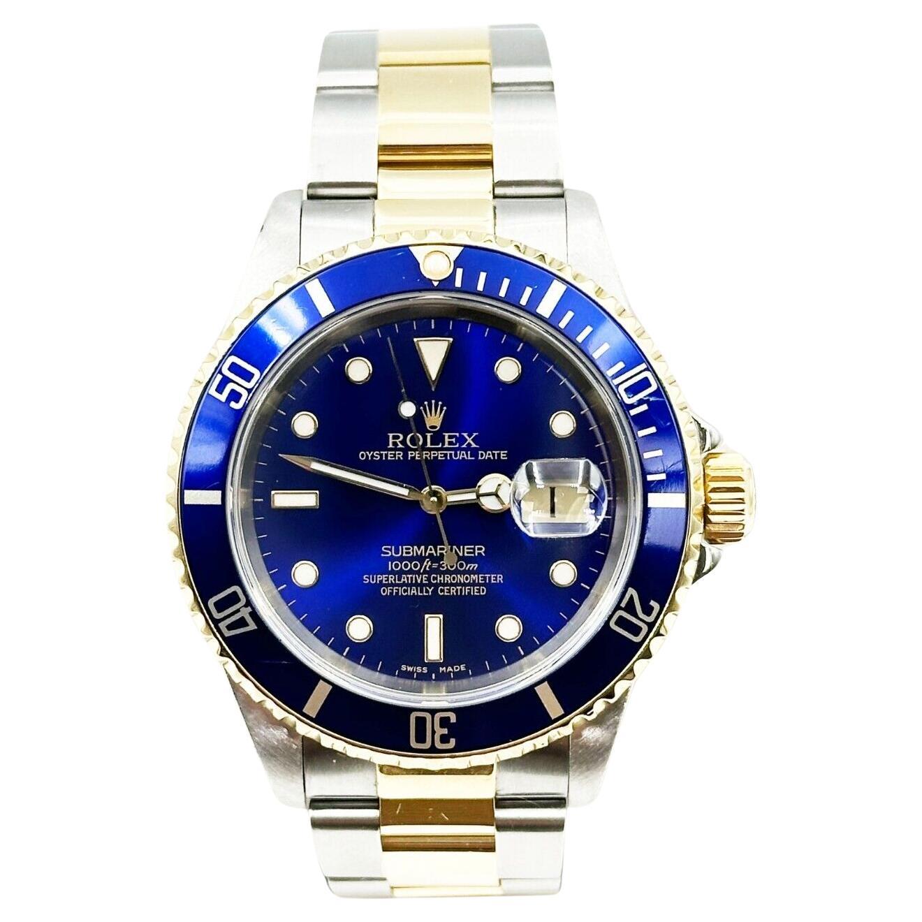 Rolex 16613 Submariner Blue Dial 18K Yellow Gold Stainless Steel