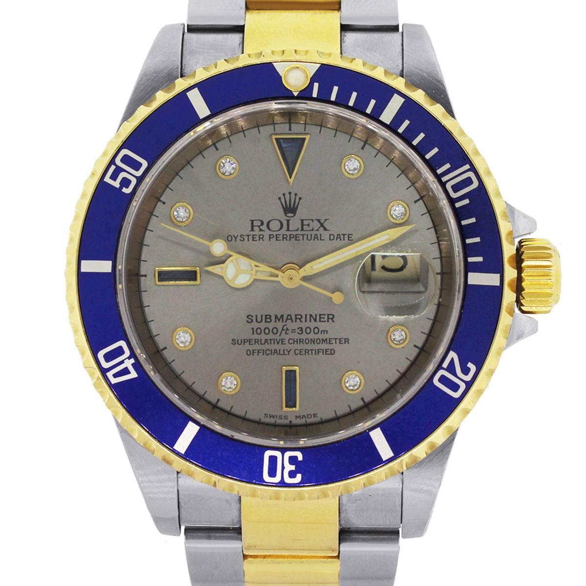 Rolex Two Tone Submariner Serti Dial Automatic Wristwatch