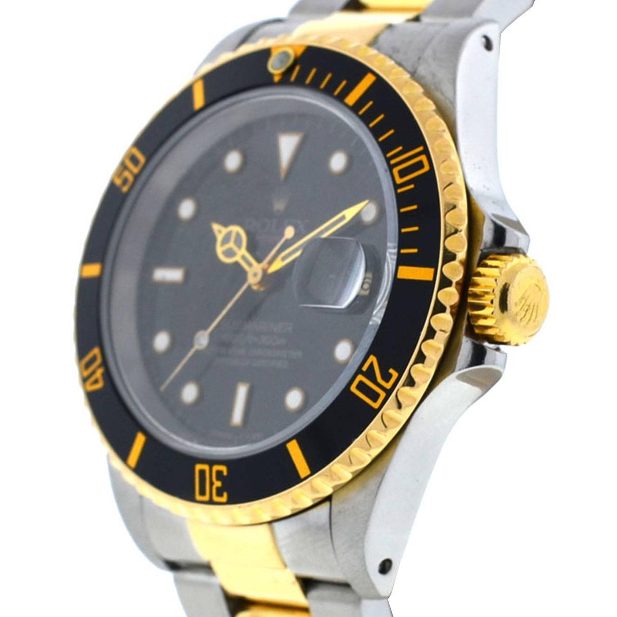 Company - Rolex
Model - Rolex 16613 Submariner
Case Metal - Stainless Steel
Case Measurement - 40mm
Bracelet - 18k Yellow Gold/Stainless Steel - Fits up to a 7