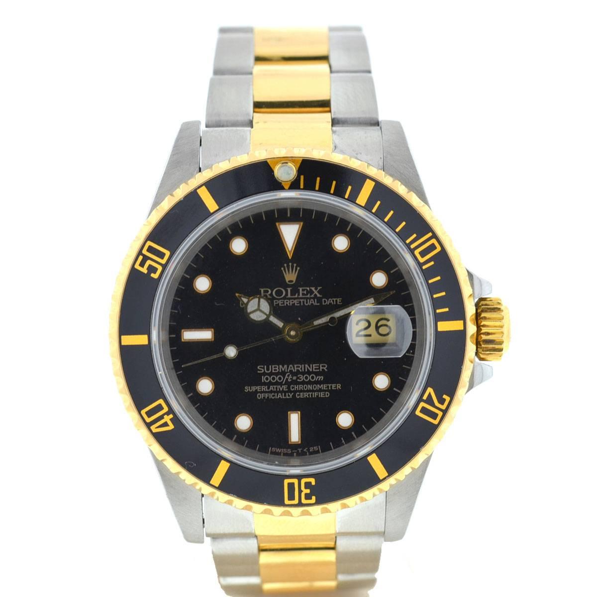 Rolex 16613 Submariner Two-Tone Black Dial Automatic Watch