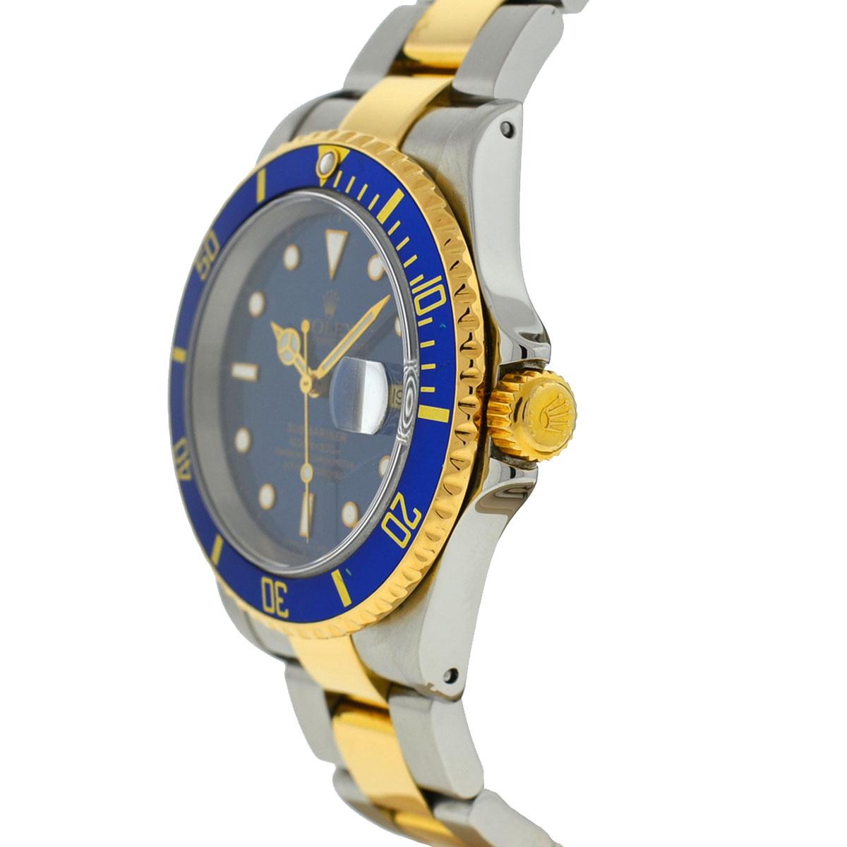 Company-Rolex
Model-16613 Two Tone Submariner Blue Dial Men's Watch 
Case Metal-Two Tone 
Case Measurement-40mm
Bracelet-Two Tone 
Size -Fits 7