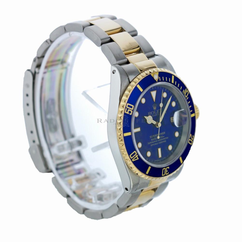 Contemporary Rolex 16613 U Sub Blue Submariner Stainless Steel and 18 Karat Yellow Gold Diver For Sale