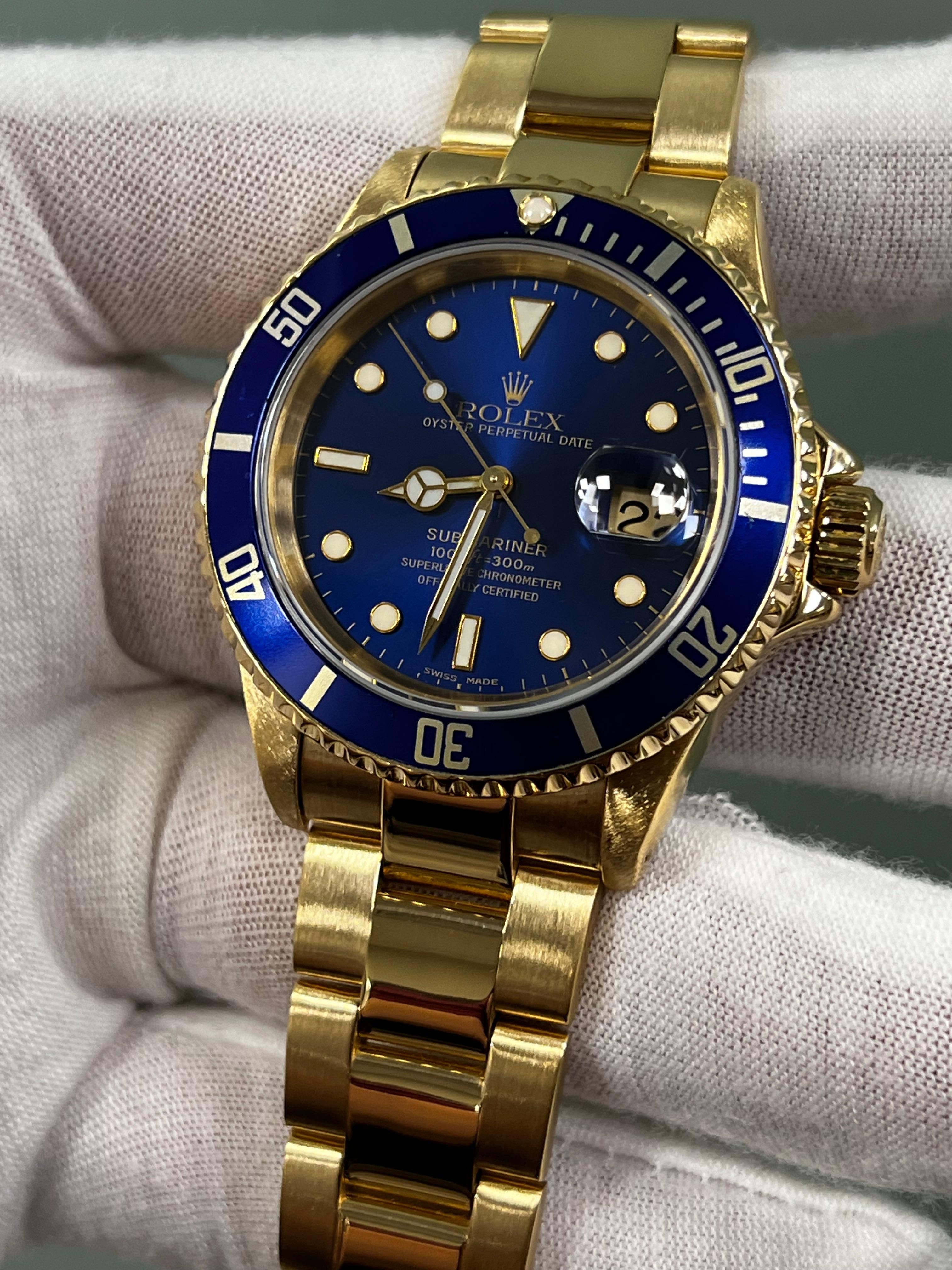 Rolex Submariner 16618 Blue Dial 18K Yellow Gold Original Box 1