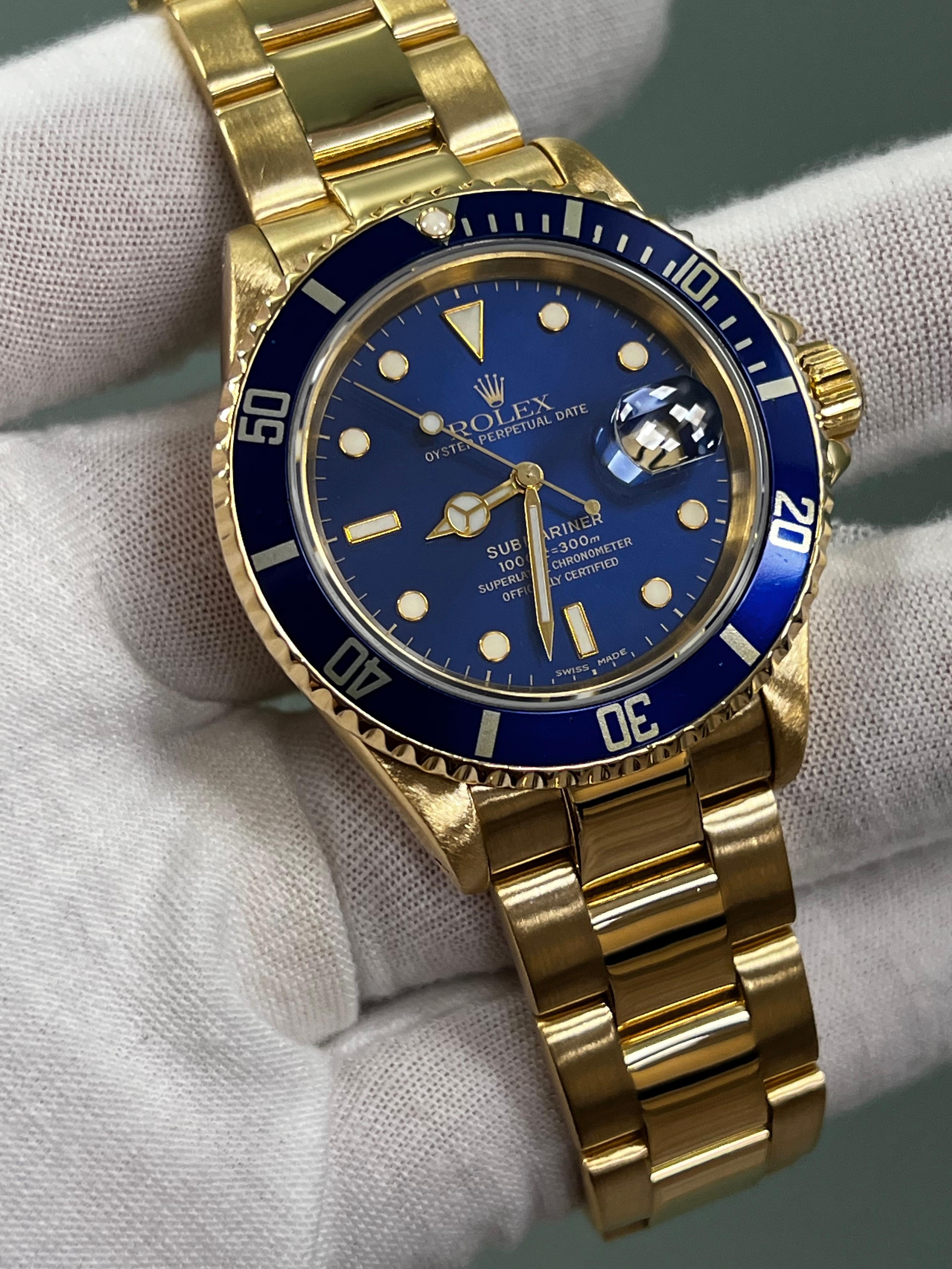 Rolex Submariner 16618 Blue Dial 18K Yellow Gold Original Box 2