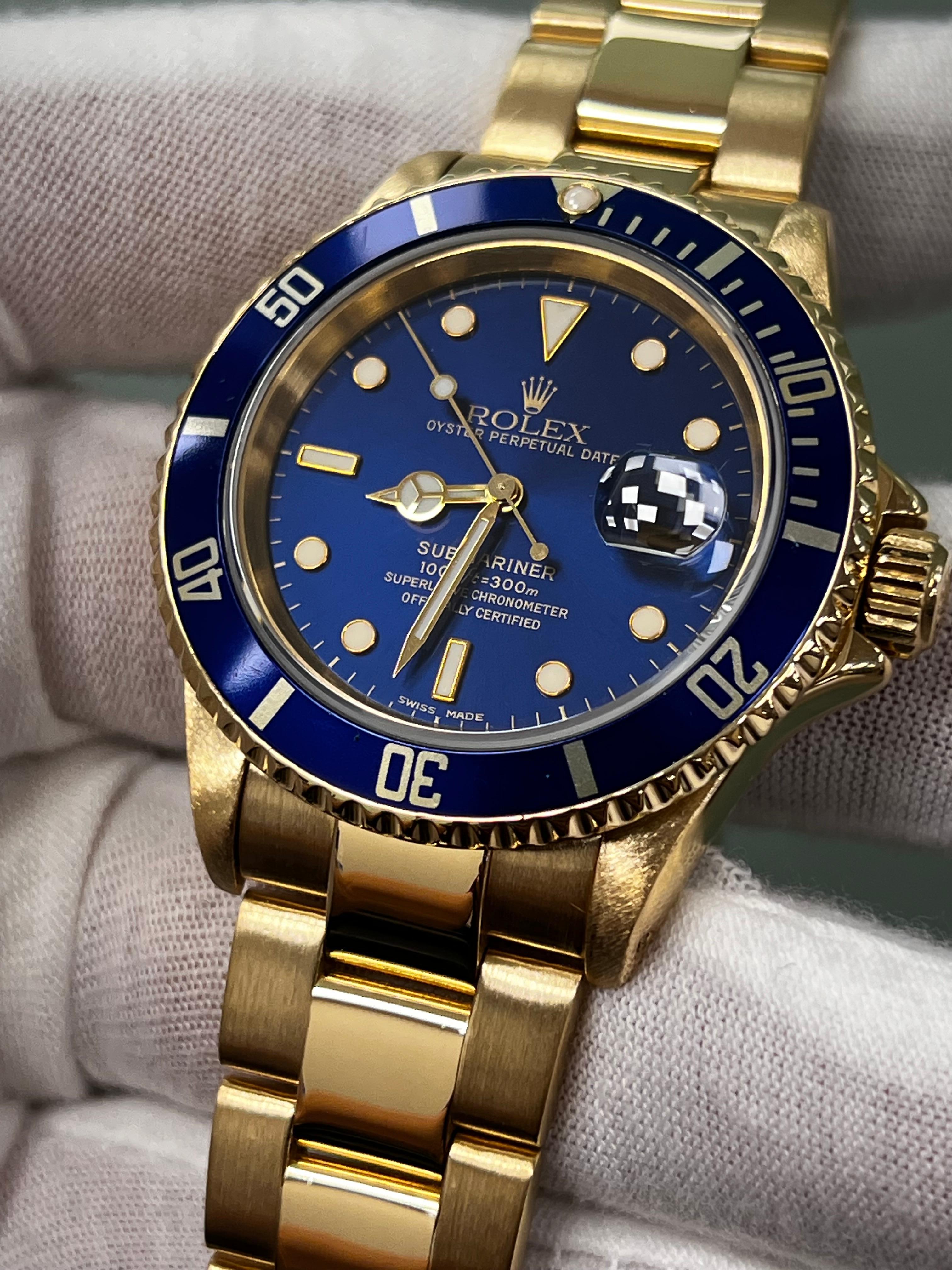 Rolex Submariner 16618 Blue Dial 18K Yellow Gold Original Box 3