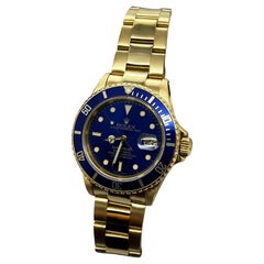 Rolex Submariner 16618 Blue Dial 18K Yellow Gold Original Box