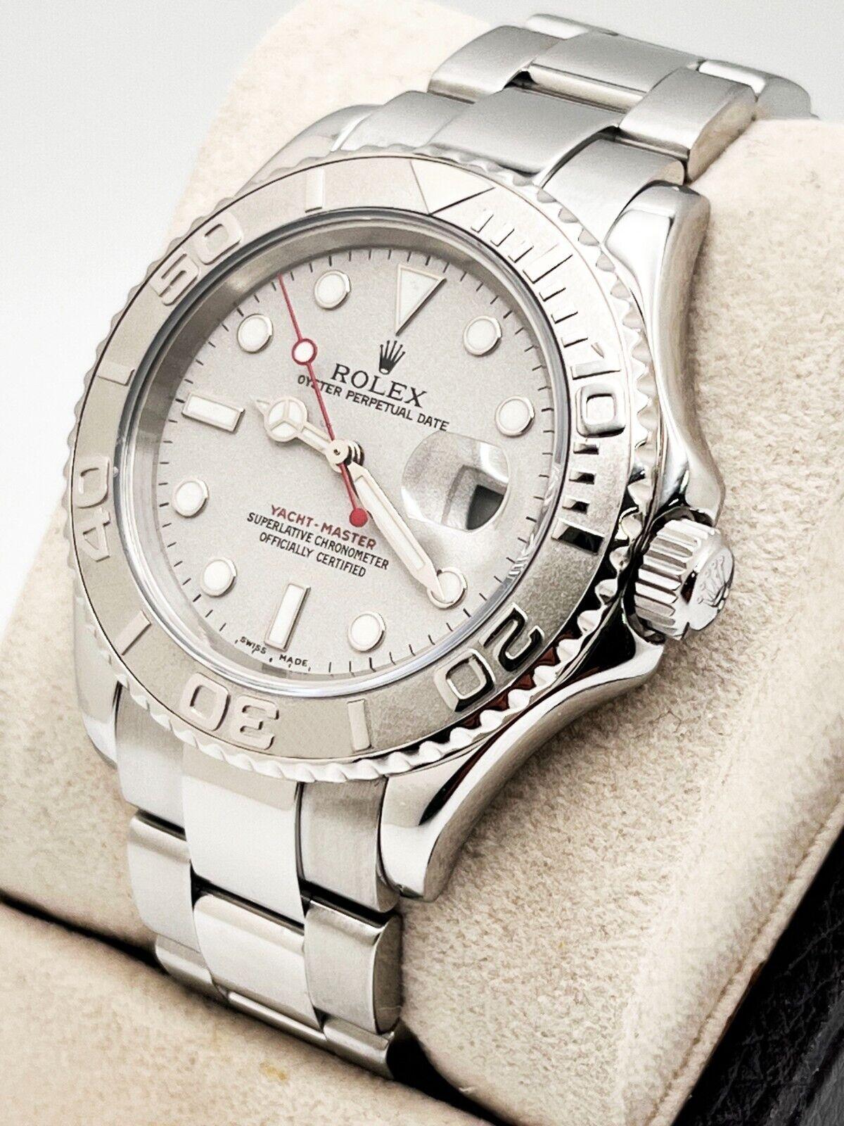 Style Number: 16622



Serial: Z029***



Year: 2006

 

Model: Yacht Master

 

Case Material: Stainless Steel

 

Band: Stainless Steel

  

Bezel: Platinum

 

Dial: Platinum Silver

 

Face: Sapphire Crystal

 

Case Size: 40mm

 

Includes: