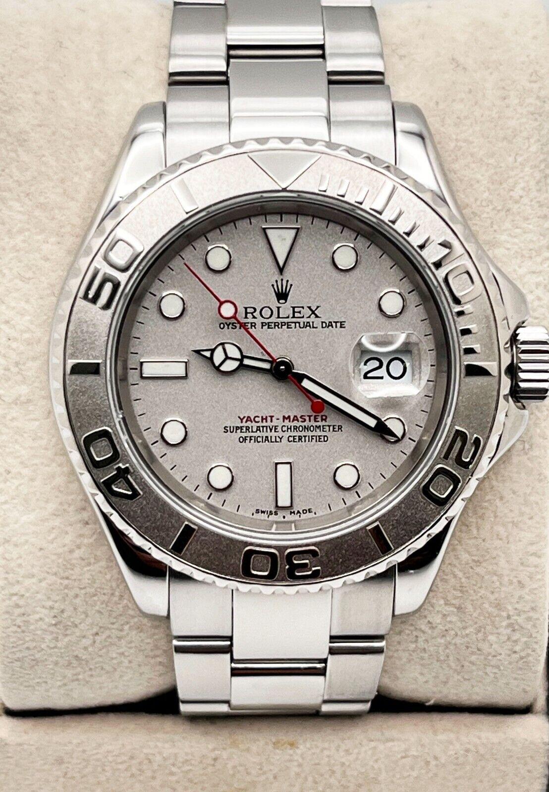 Rolex 16622 Yacht Master 40mm Platinum Dial Platinum Bezel Stainless Steel 2006 In Excellent Condition In San Diego, CA